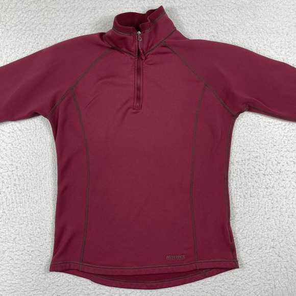 Marmot Pullover Womens Medium Burgundy 1/4 Zip Hiking Outdoors Travel Polartec - Picture 5 of 15